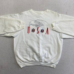 Vintage United States Army Sweatshirt Mens M White Crest Eagle Flag USA Pullover
